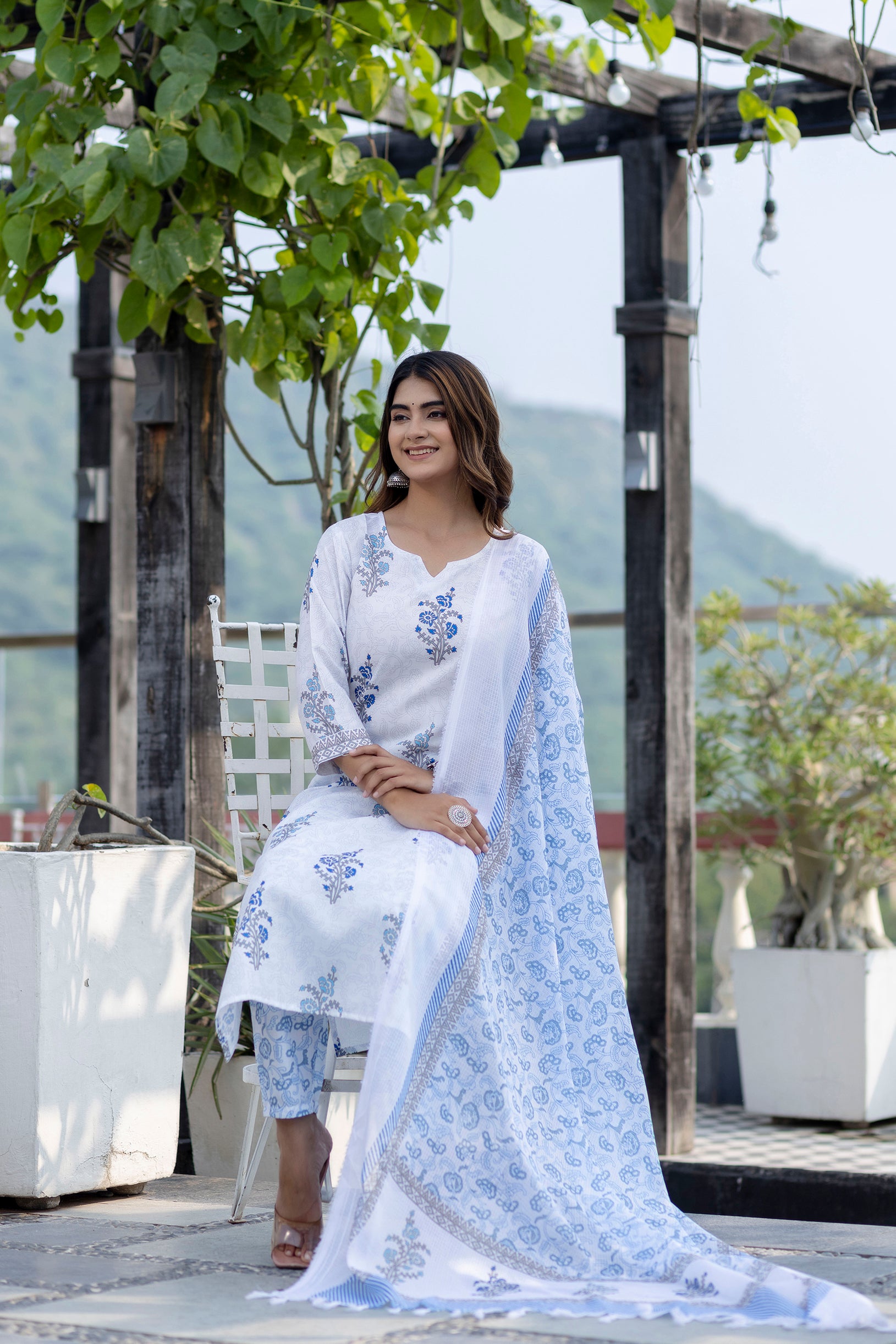 Ethnic Set Women Block Printed Kurta and Pant with Dupatta - Ethnic Set