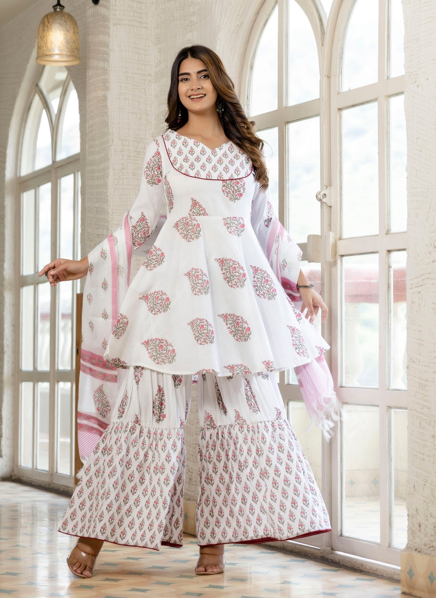 Kurta set ethnic fashion traditional cotton partiwear women clothing style Indian Ethnic Suit Palazzo pant Salwar Anarkali Lehenga Choli Bollywood Designer festive Printed wedding shaadi Collections Embroidered Ethnic Wear Outfits Attire Dresses Patterns