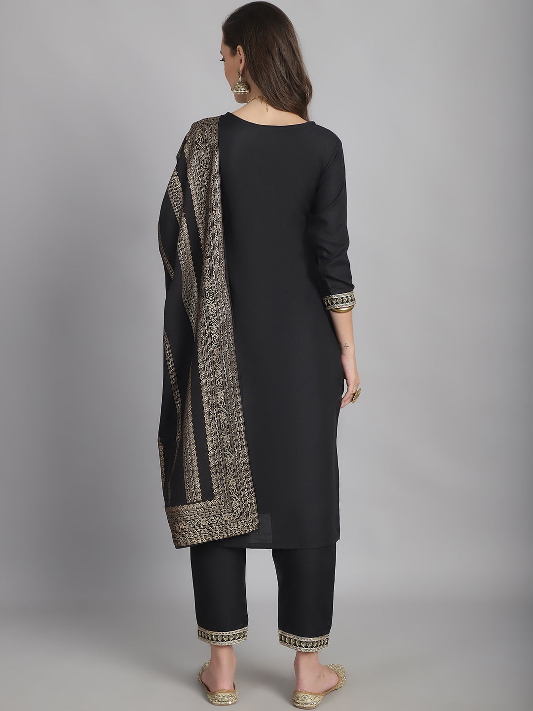 Ethnic Set Women Sequence Work Straight Kurta and Pant set with Dupatta - Ethnic Set