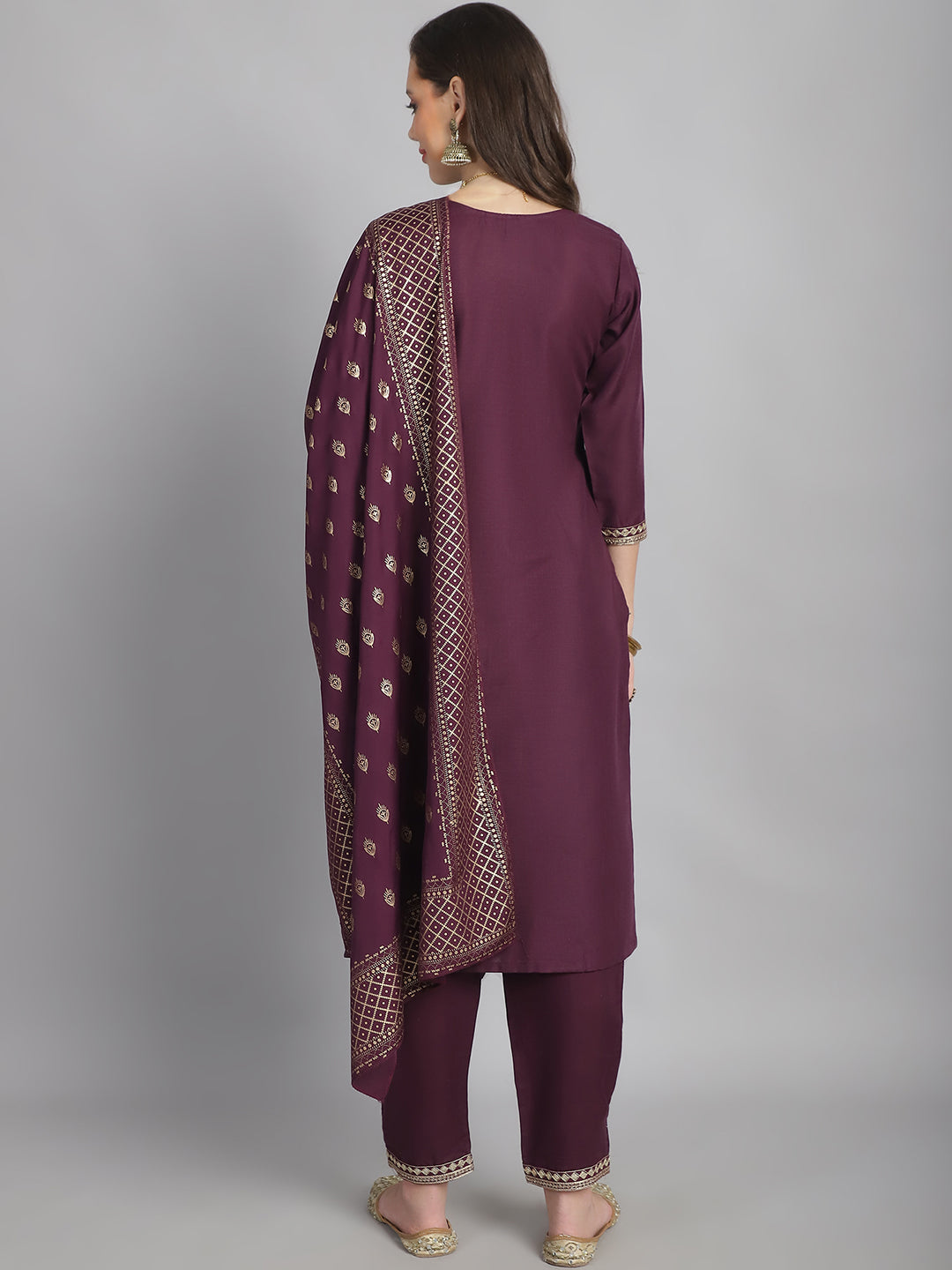 Ethnic Set Women Embroidery Straight Kurta and Pant set with Dupatta - Ethnic Set