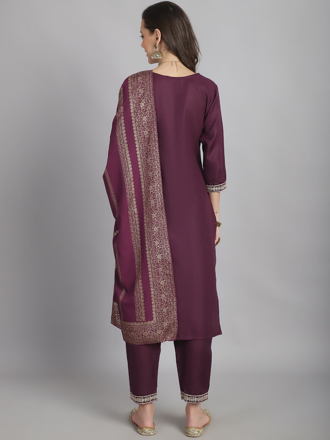 Ethnic Set Women Embroidery Straight Kurta and Pant set with Dupatta - Ethnic Set