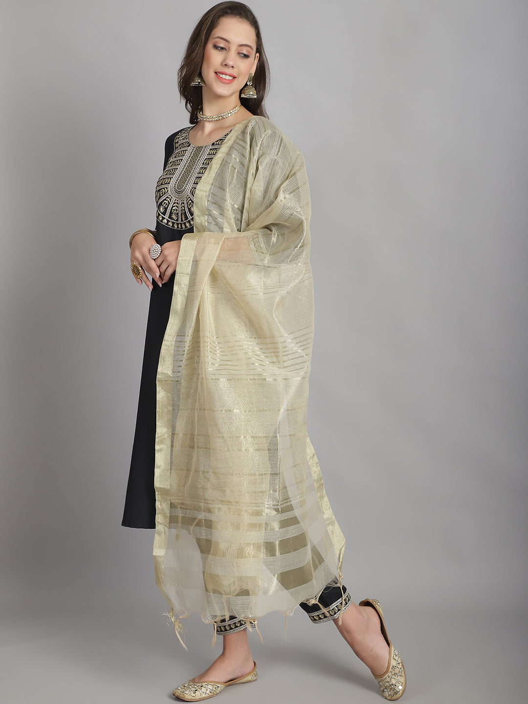 Ethnic Set Women Sequence work  Straight Kurta and Pant set with Dupatta - Ethnic Set