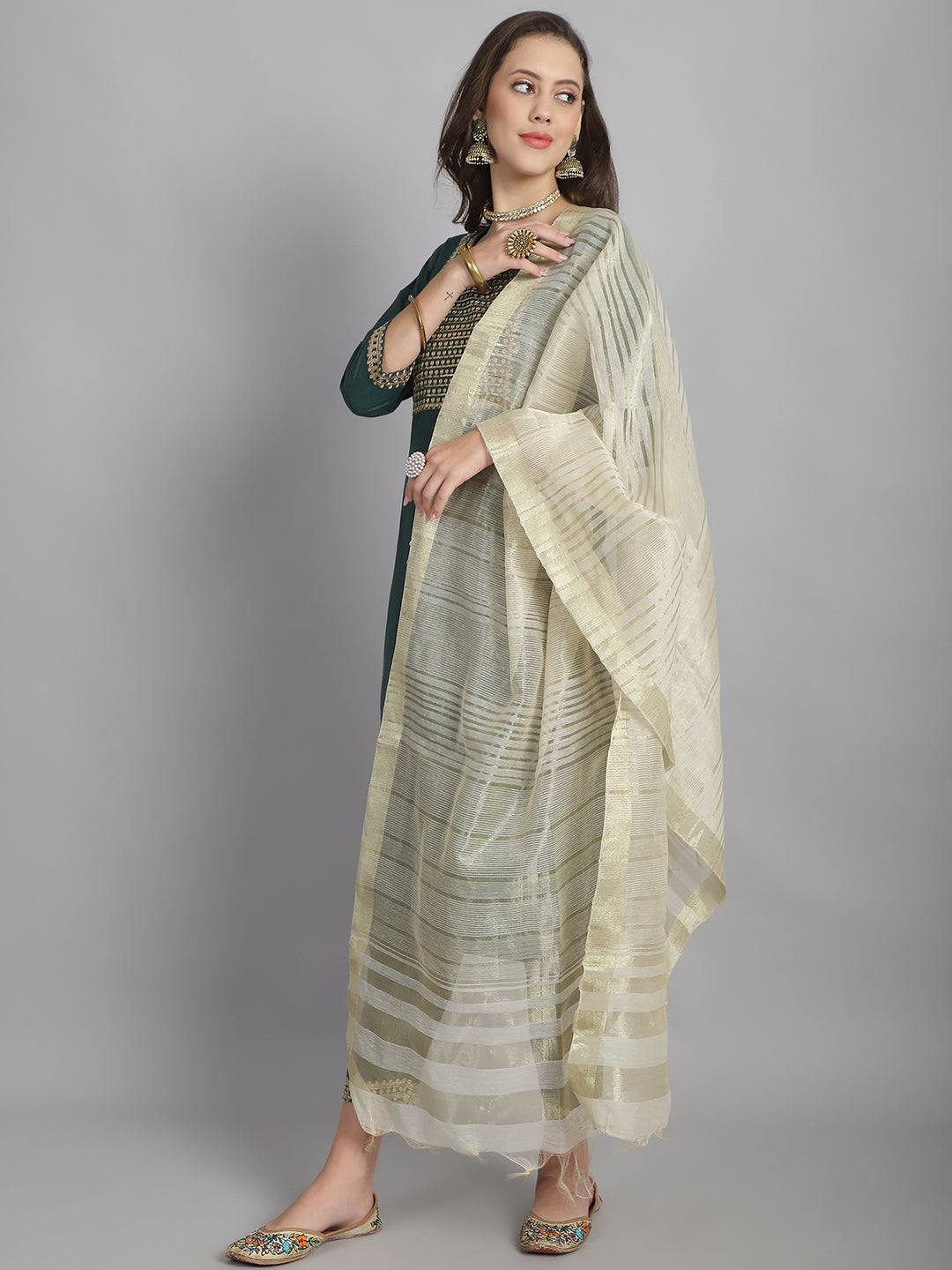 Ethnic Set Women Sequence work Straight Kurta and Pant set with Dupatta - Ethnic Set