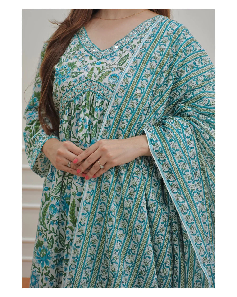 Ethnic Set Women Block Printed Kurta and Pant Set with Dupatta - Ethnic Set