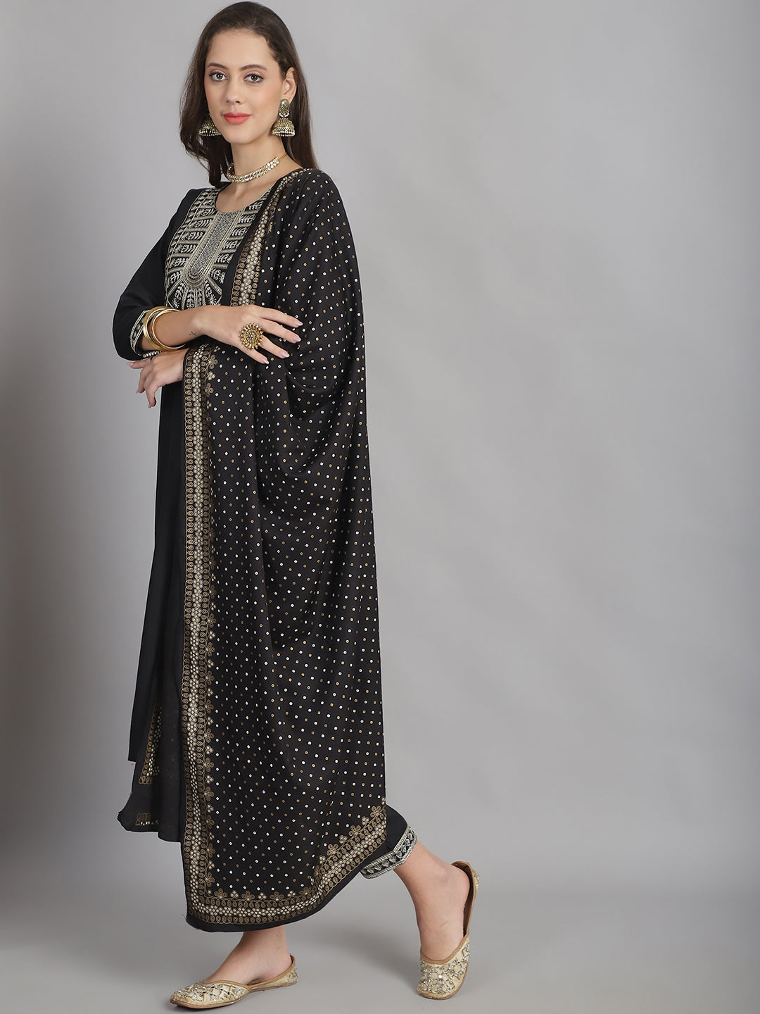 Ethnic Set Women Sequence Printed Straight Kurta and Pant set with Dupatta - Ethnic Set