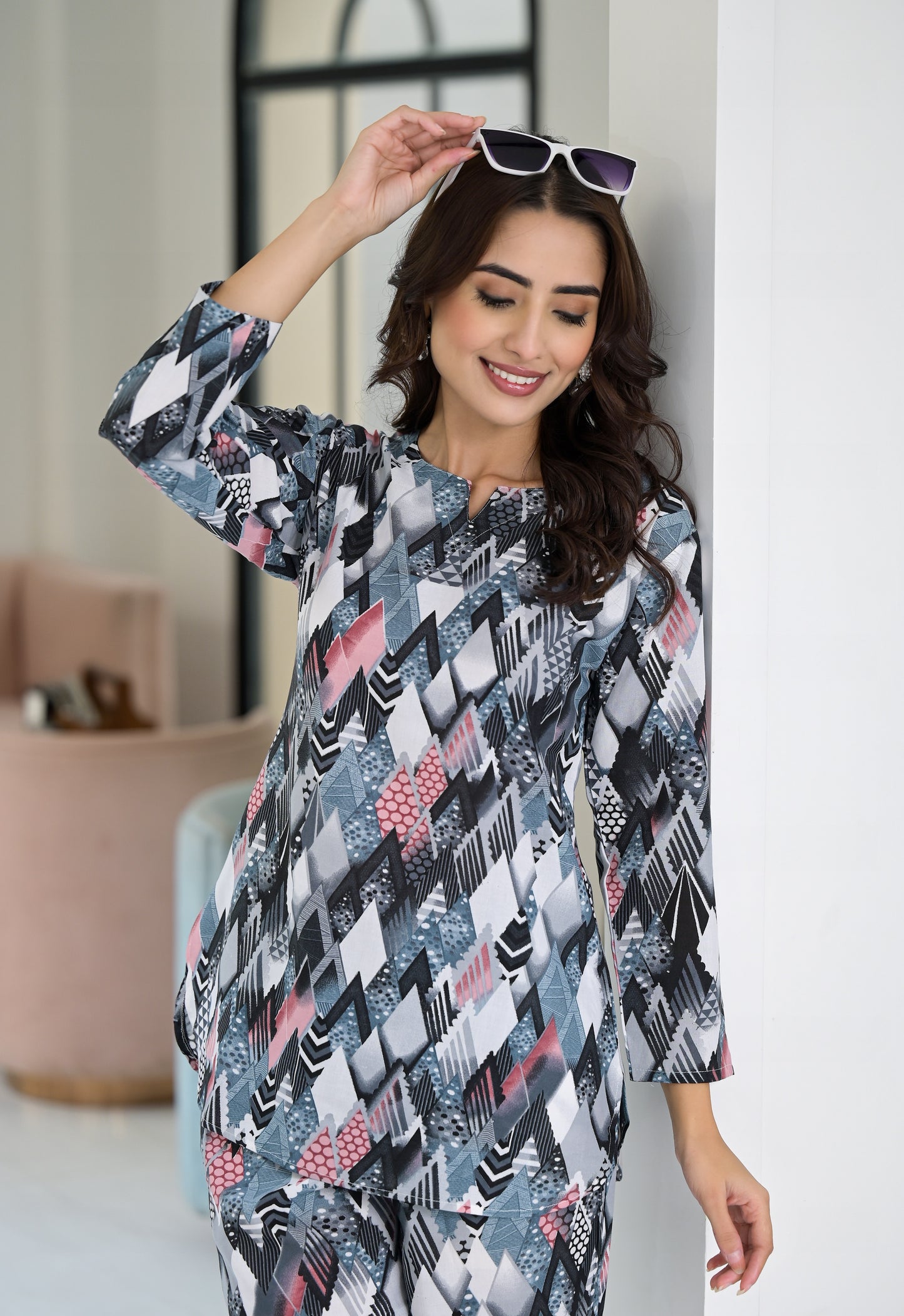 Ethnic Set Geometric Printed Co-ord Set - Ethnic Set