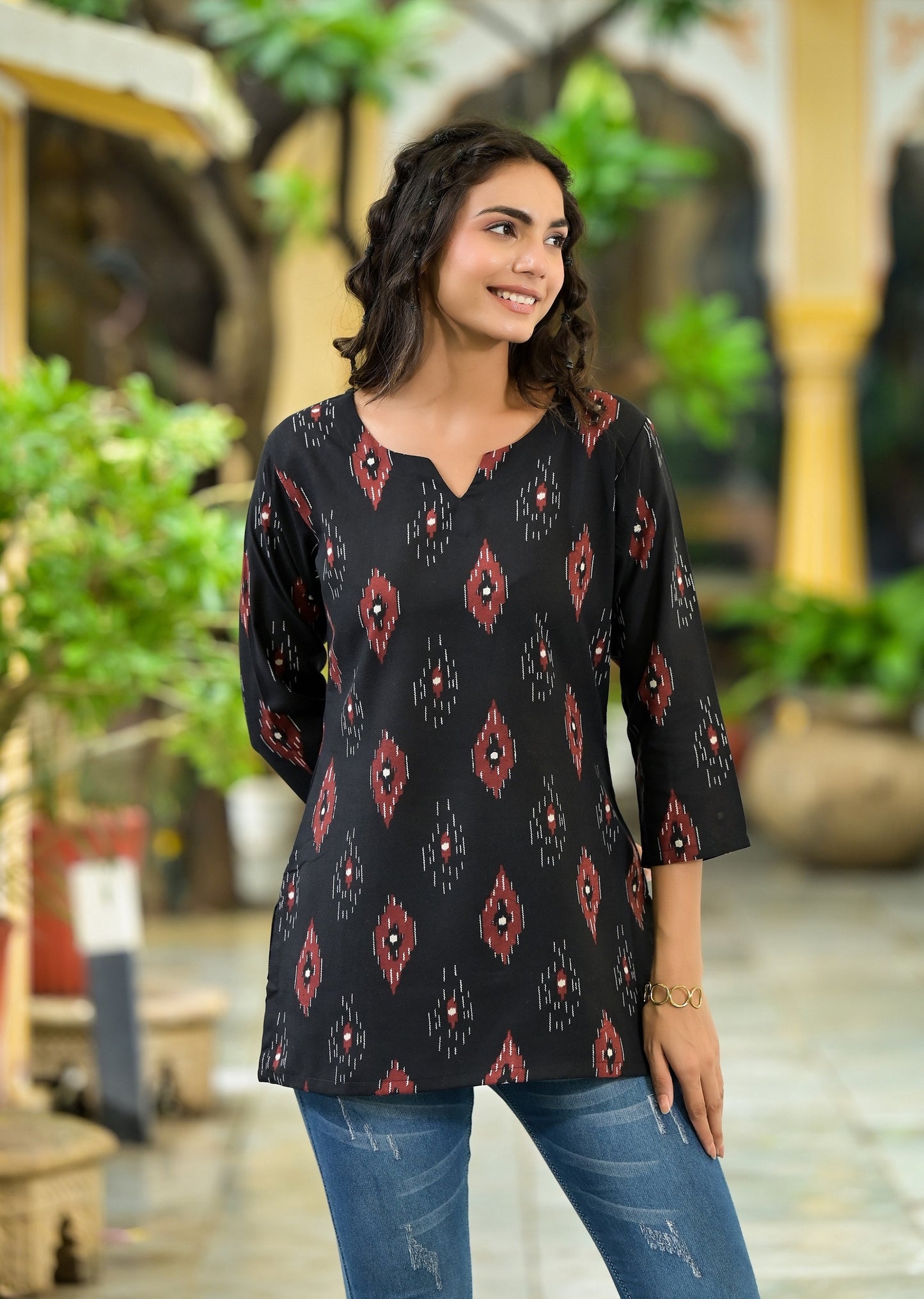 Ethnic Set Geometric Printed Straight Kurta