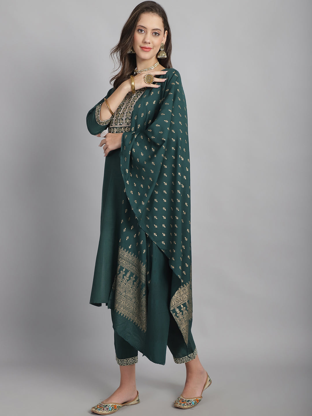 Ethnic Set Women Sequence work Straight Kurta and Pant set with Dupatta - Ethnic Set