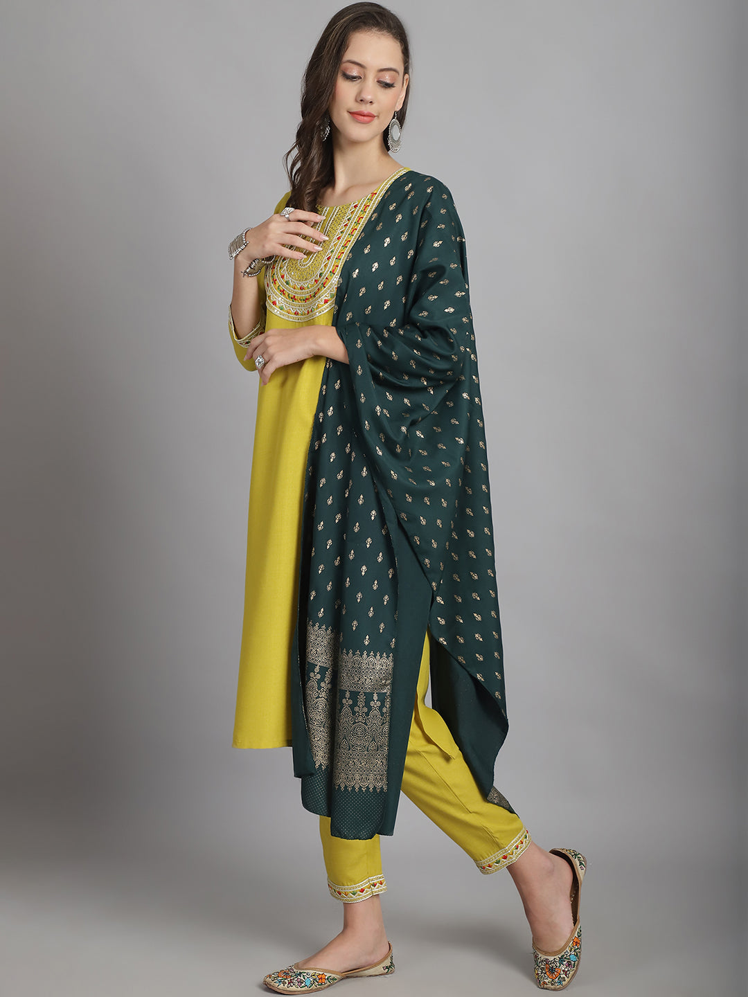 Ethnic Set Women Sequence work Straight Kurta and Pant set with Dupatta - Ethnic Set