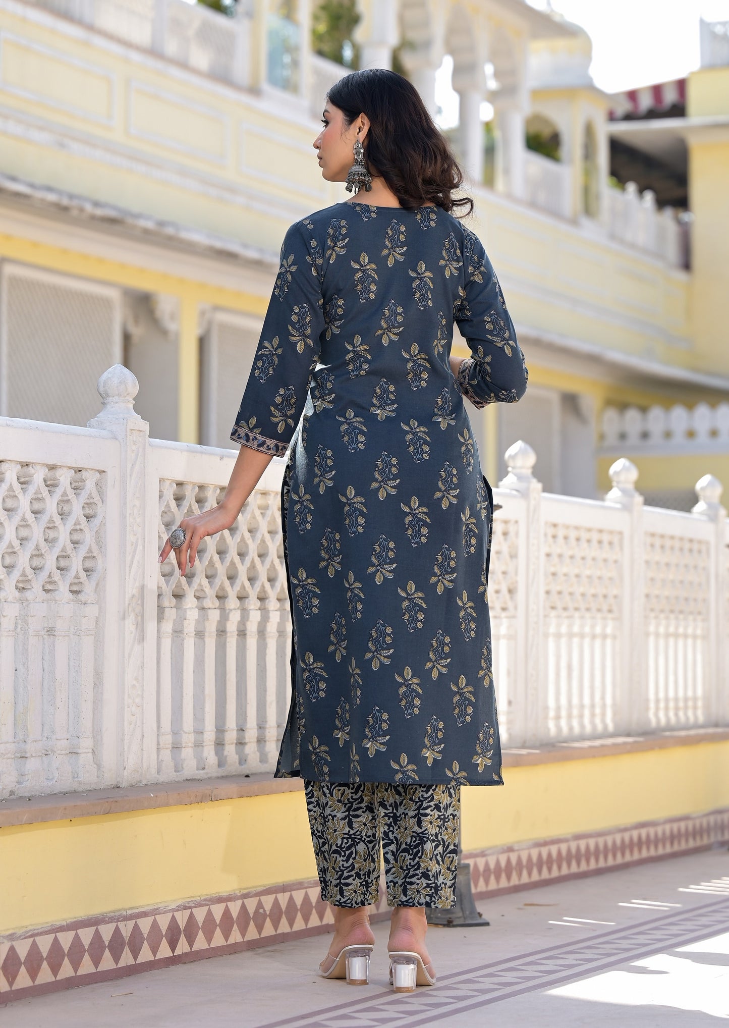 Ethnic Set Women Embroidery Straight Kurta and Pant set with Dupatta - Ethnic Set