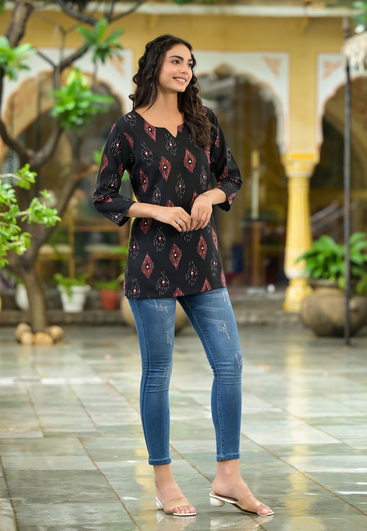 Ethnic Set Geometric Printed Straight Kurta