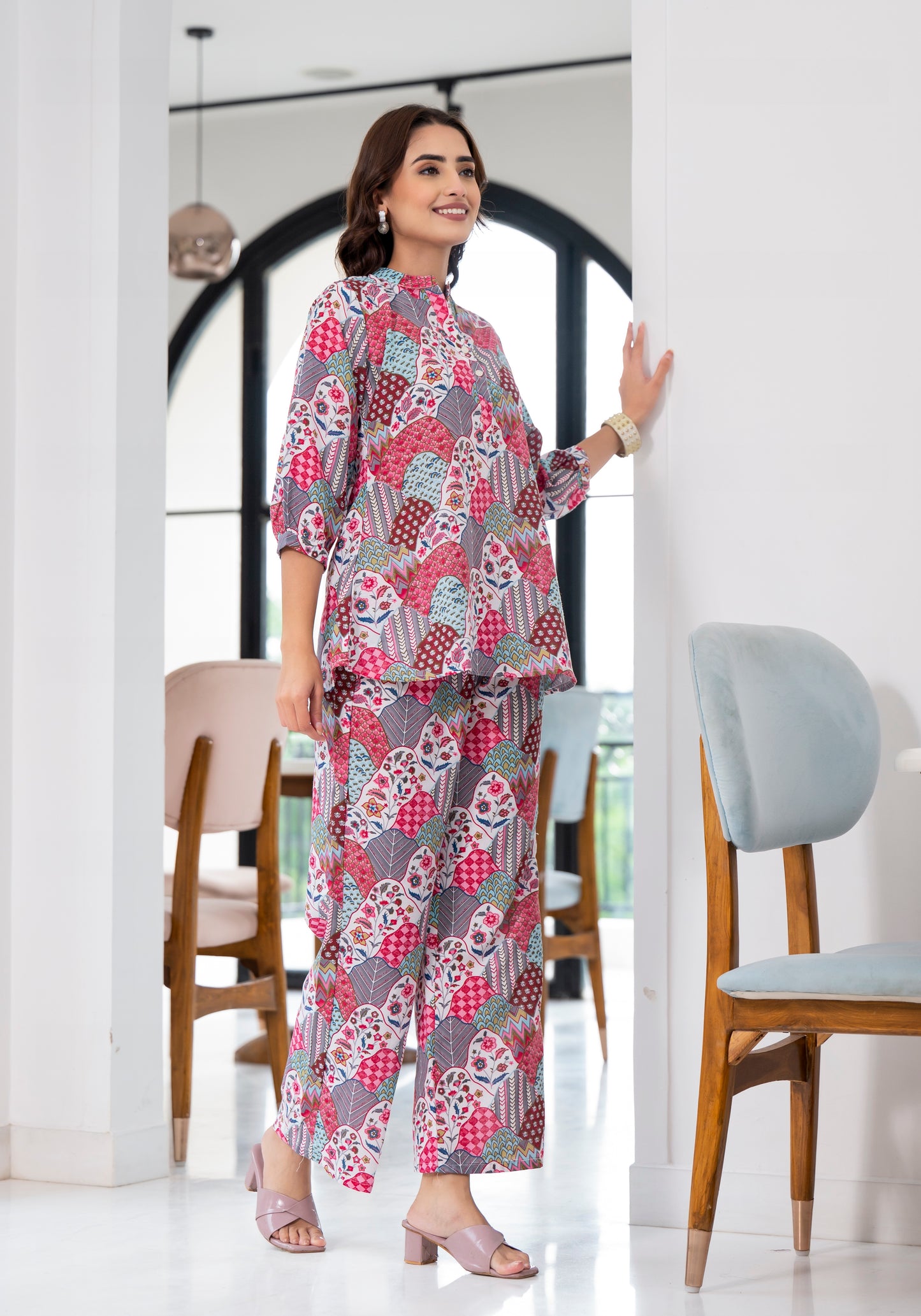 Ethnic Set Printed Pink Co-ord Set - Ethnic Set