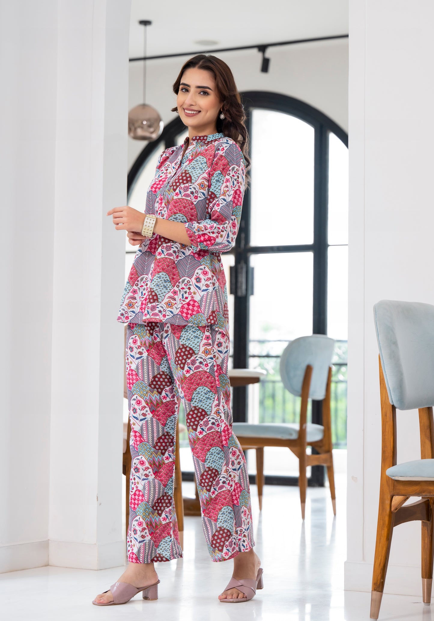 Ethnic Set Printed Pink Co-ord Set - Ethnic Set