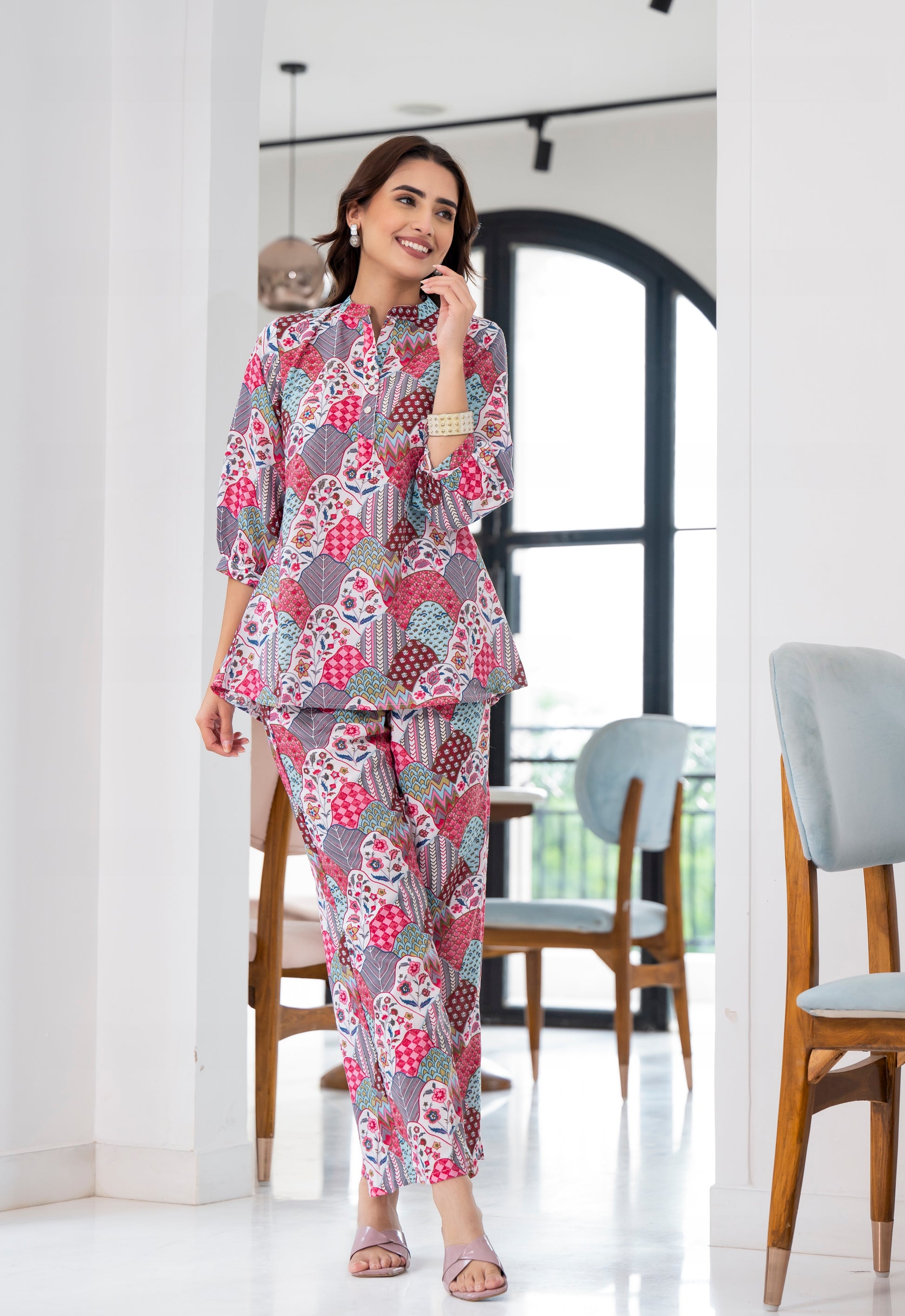 Ethnic Set Printed Pink Co-ord Set - Ethnic Set