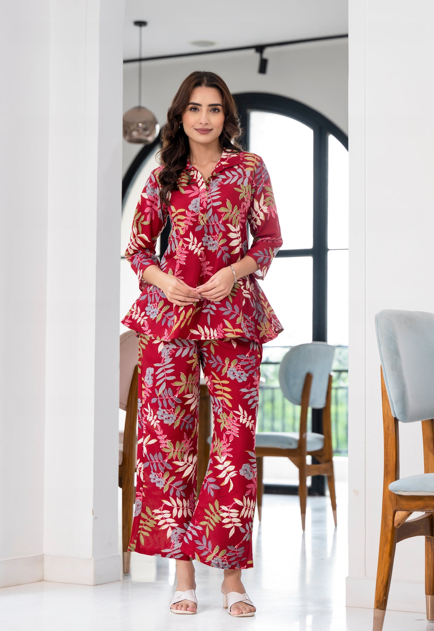 Ethnic Set Women Printed Red Co-ord Set - Ethnic Set