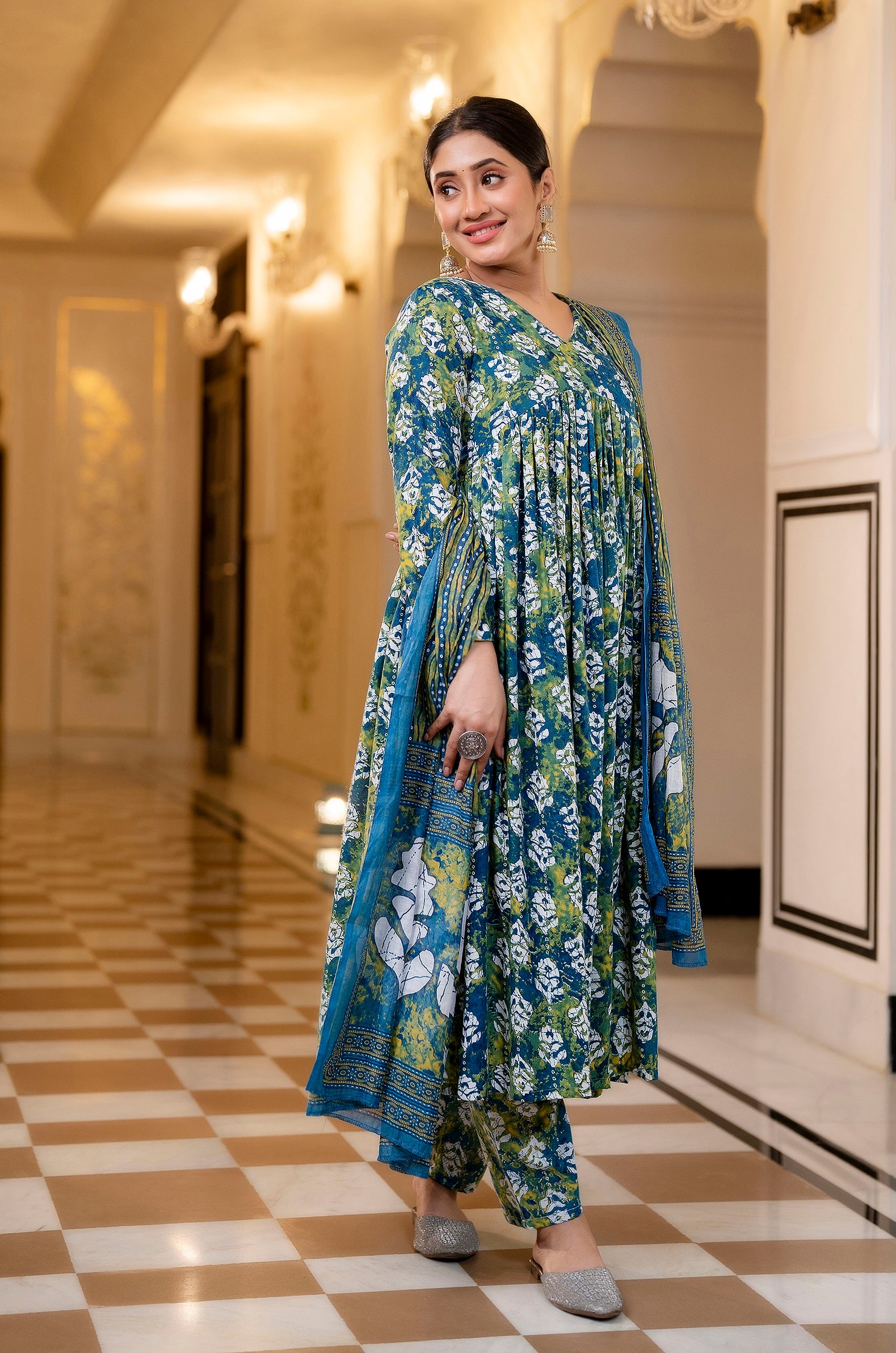 Anarkali printed kurta hotsell