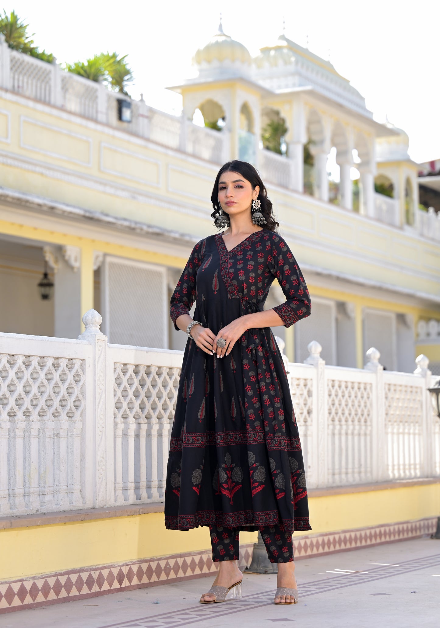 Ethnic Set Women  Printed Anarkali Kurta and Pant set With Dupatta - Ethnic Set