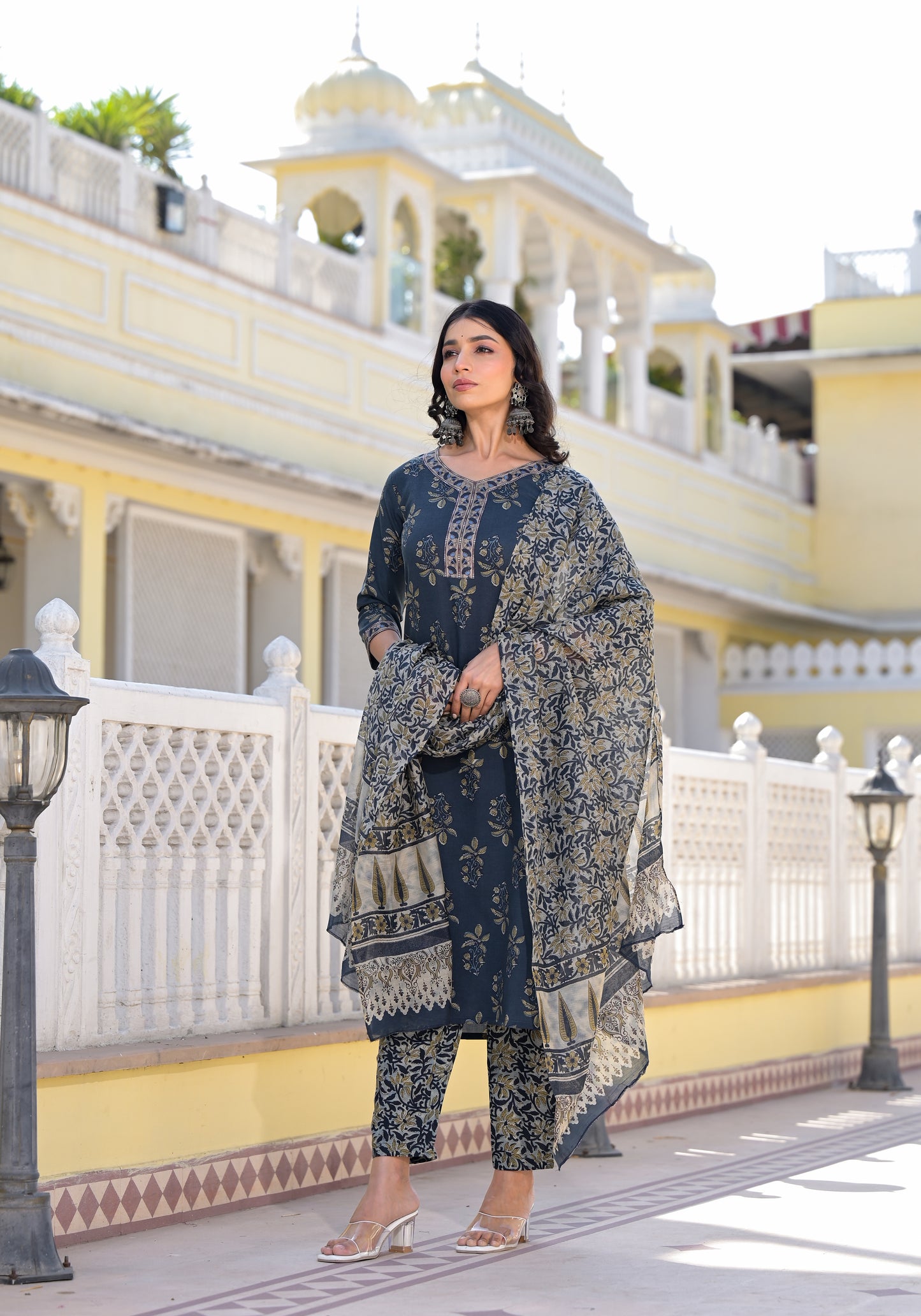 Ethnic Set Women Printed Straight Kurta and Pant set With Dupatta - Ethnic Set