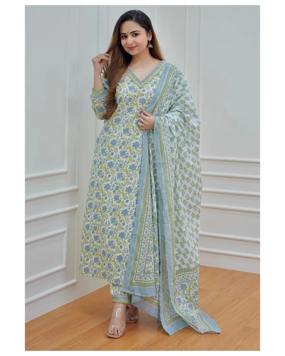 Ethnic Set Women Floral Printed Kurta and Pant Set with Dupatta - Ethnic Set