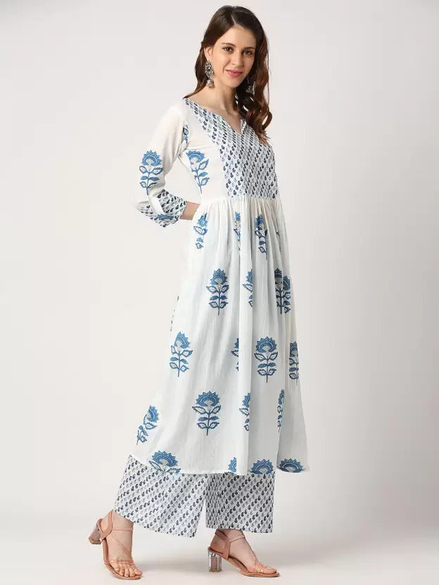 Kurta set ethnic fashion traditional cotton partiwear women clothing style Indian Ethnic Suit Palazzo pant Salwar Anarkali Lehenga Choli Bollywood Designer festive Printed wedding shaadi Collections Embroidered Ethnic Wear Outfits Attire Dresses Patterns